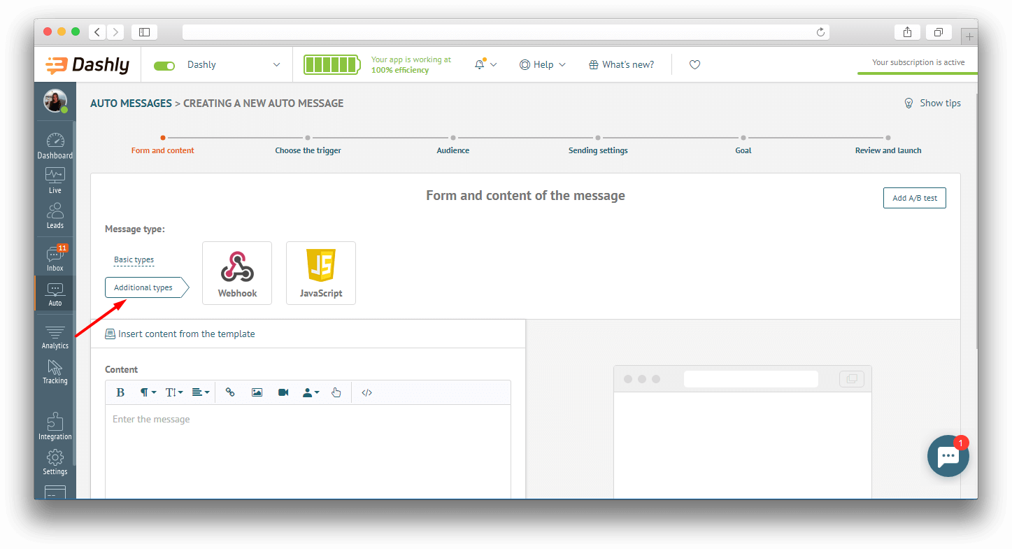 Webhooks and JS auto messages for visitor tracking
