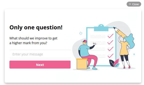 Pop-up to collect feedback