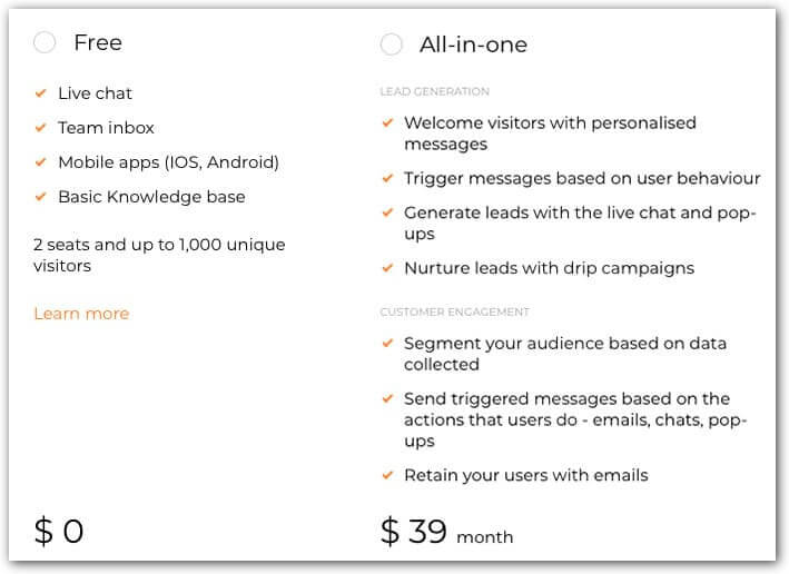 dashly tariff plans