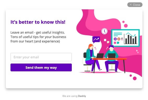 email leads pop-up