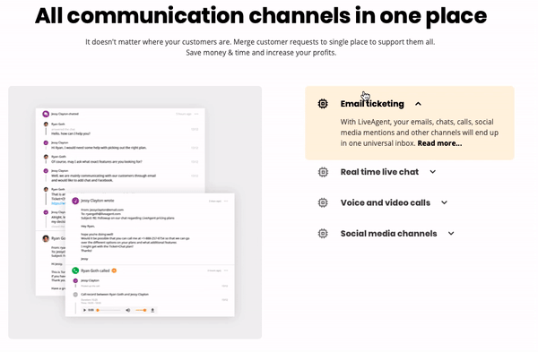 all communications on liveagent