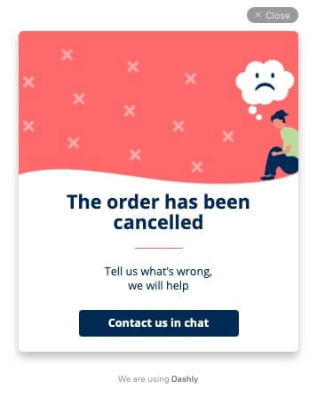 order cancellation pop-up