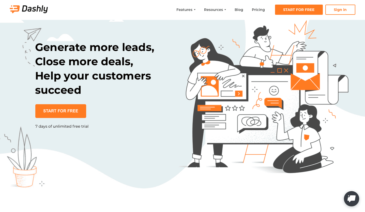 dashly landing page