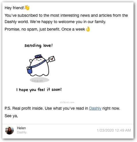 welcome letter in dashly