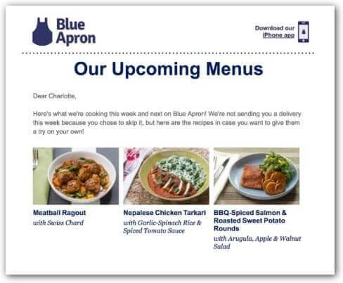 upcoming menus