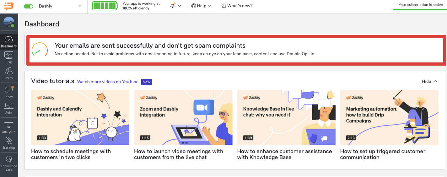 dashly dashboard spam report