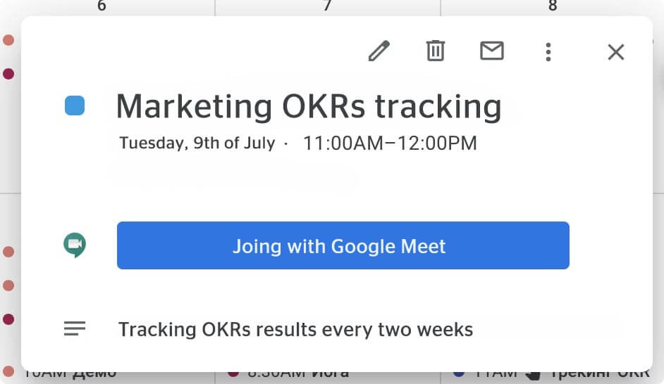 okrs tracking join with google meet