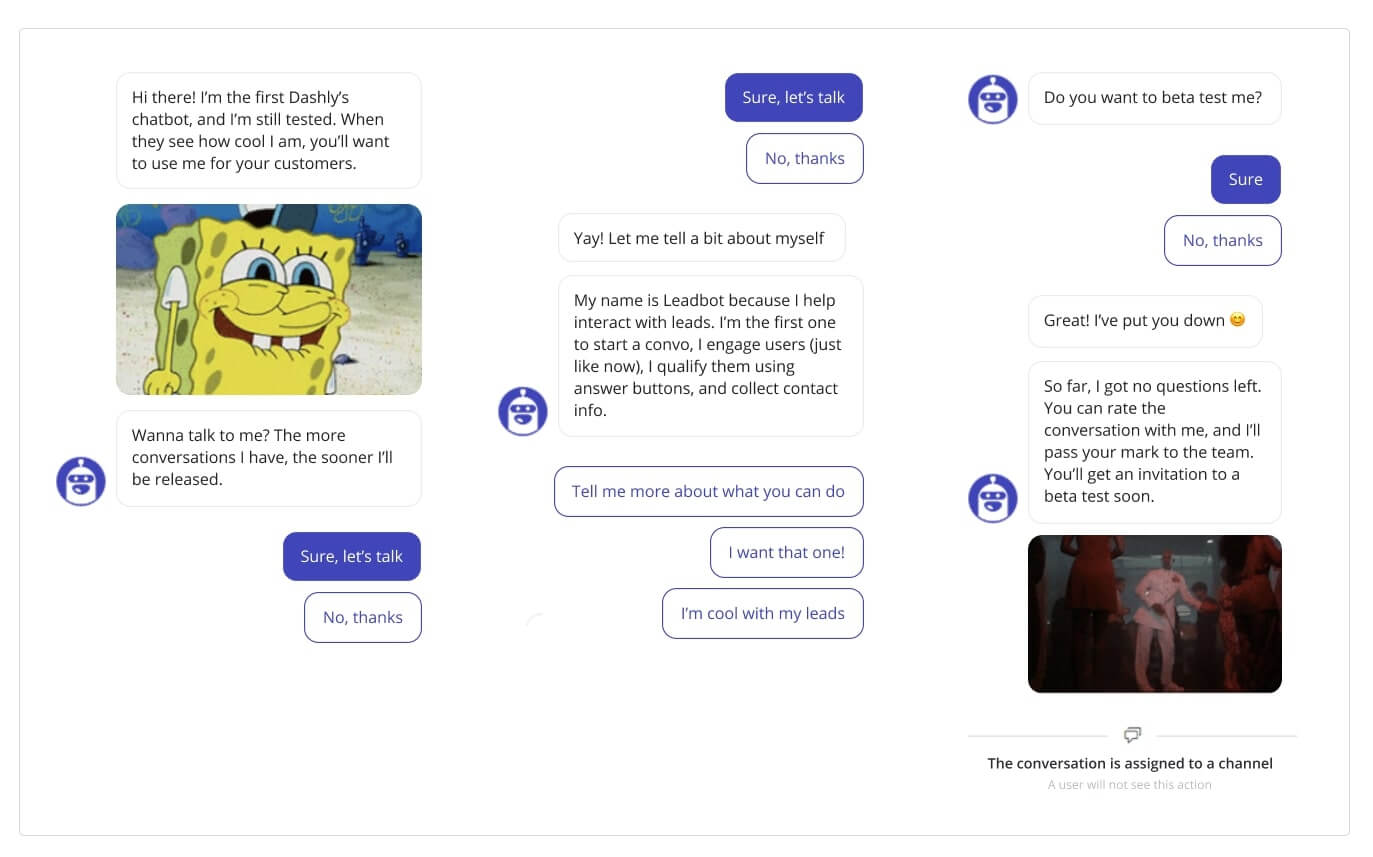 beta testing with dashly leadbot