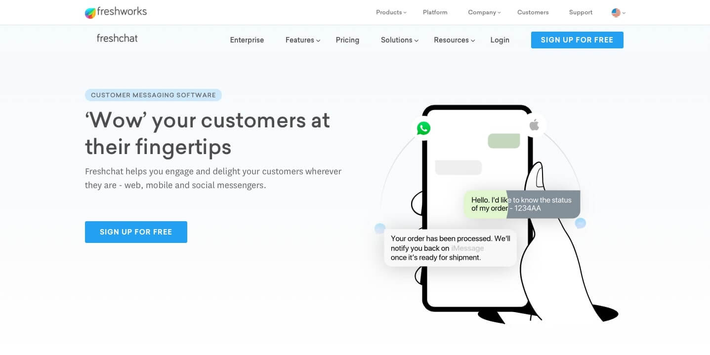 freshchat landing page