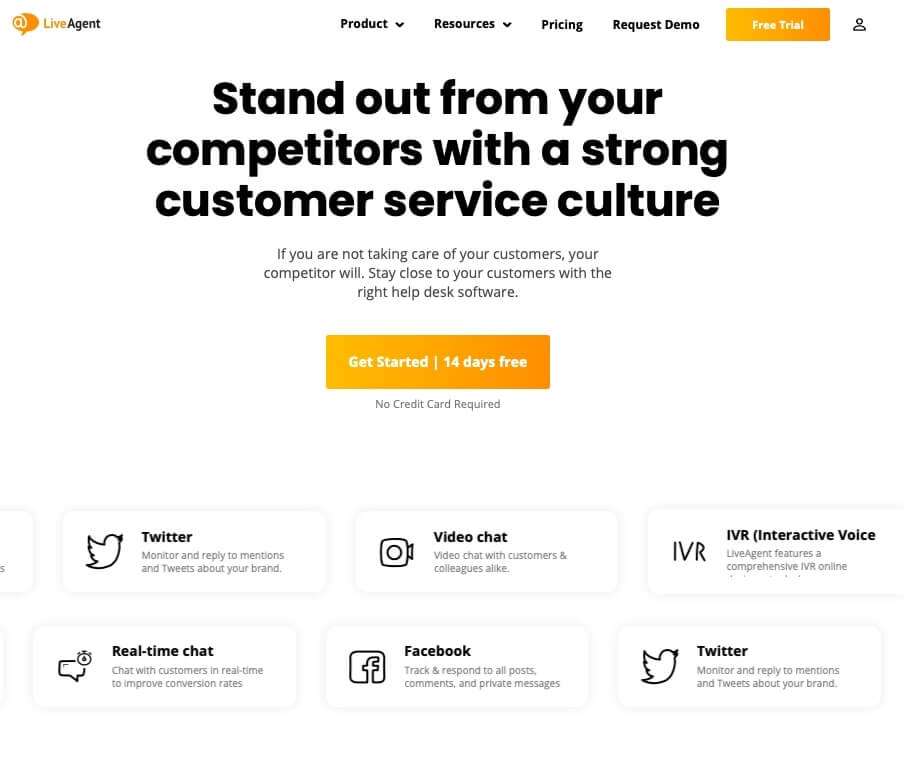 liveagent landing page