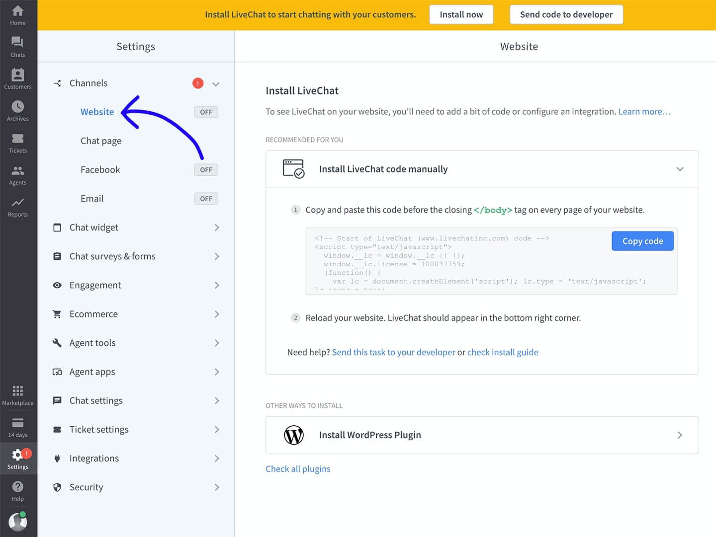 live chat install