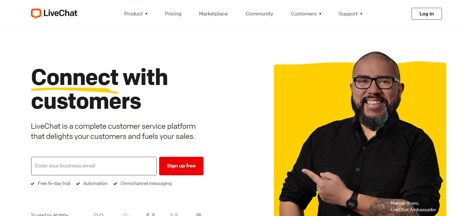 live chat landing page