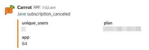 slack message for churn rate reduction