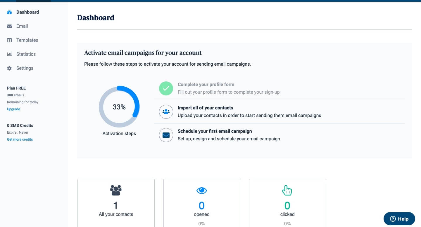 Sendinblue dashboard