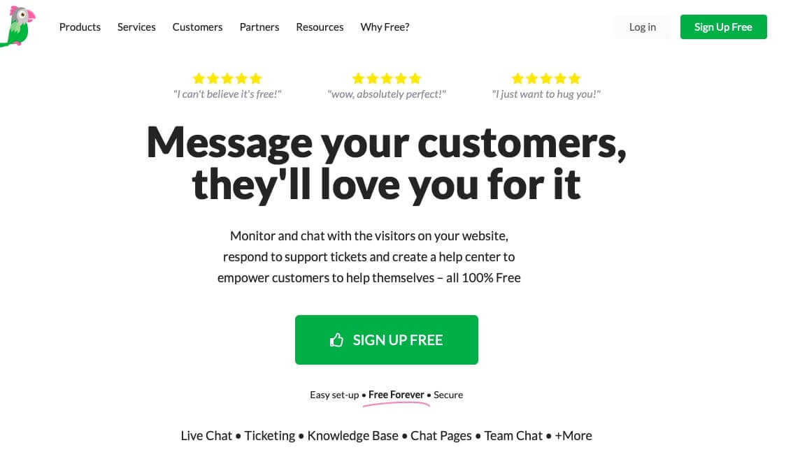 tawk landing page