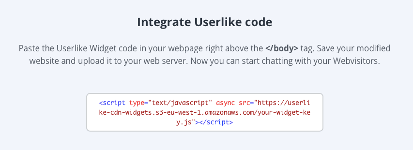 userlike installation code