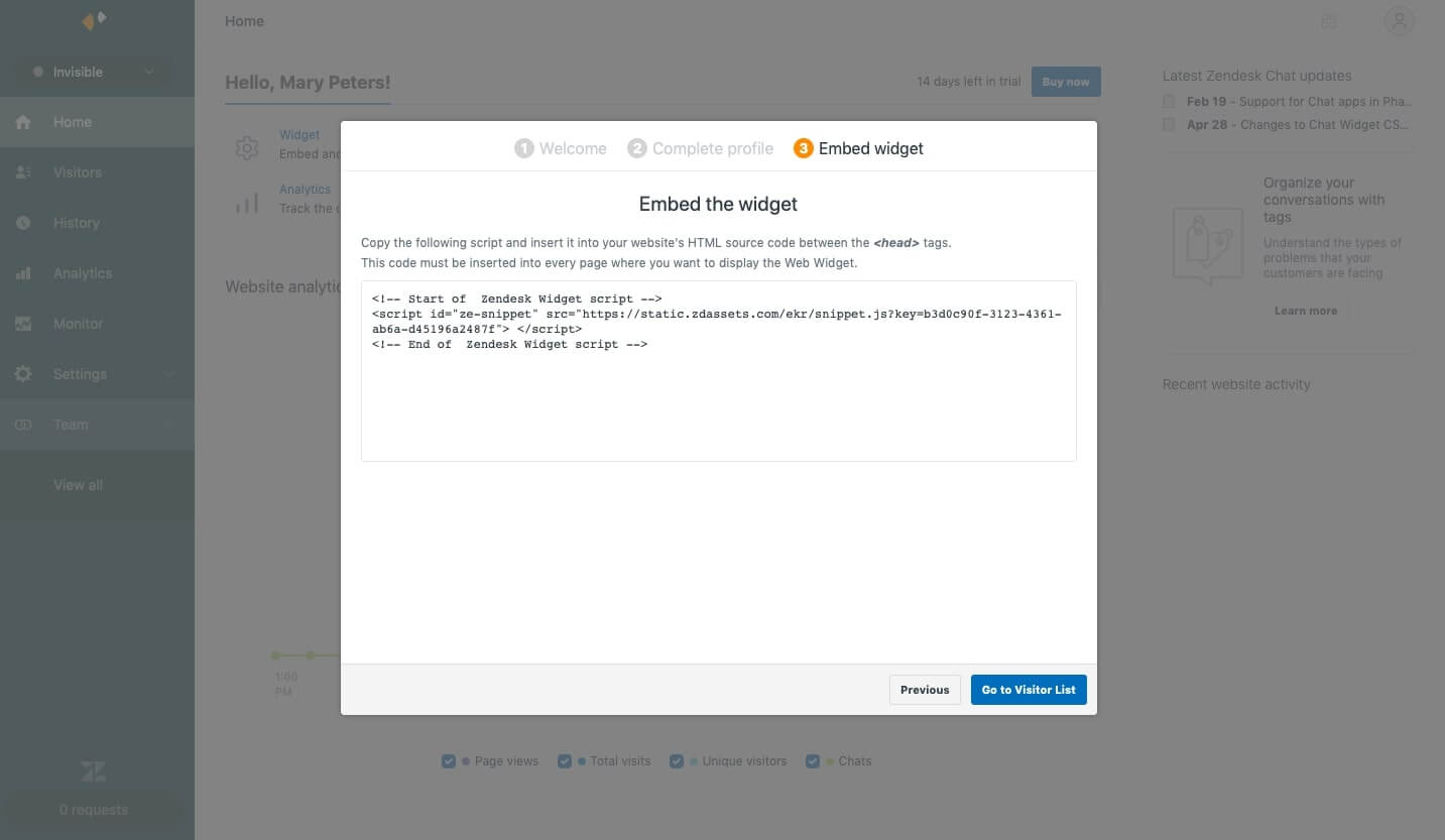 zendesk live chat code
