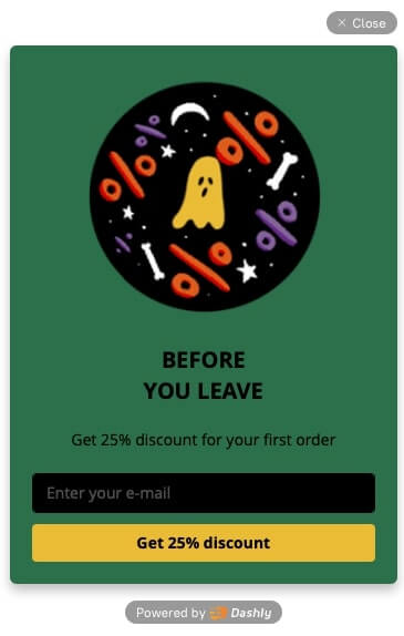 discount dashly pop up