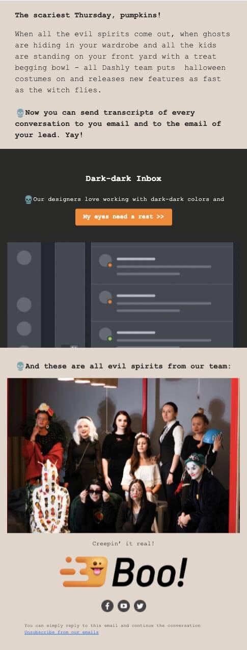 dashly halloween email