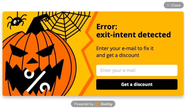 exit intent detected dashly pop up