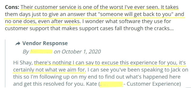 Customer support issues