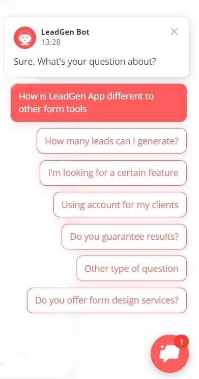 The start of the sales LeadGen Bot flow