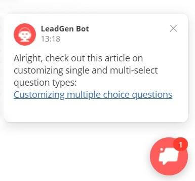 LeadGen Bot flow answering the common question instantly