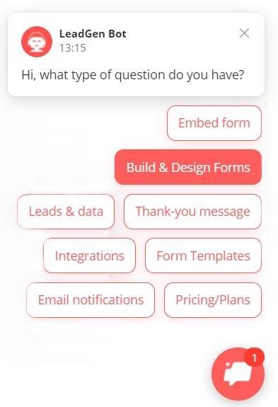 LeadGen Bot flow answering the common question instantly