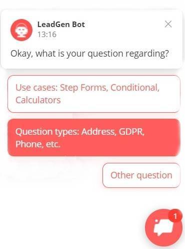 LeadGen Bot flow answering the common question instantly