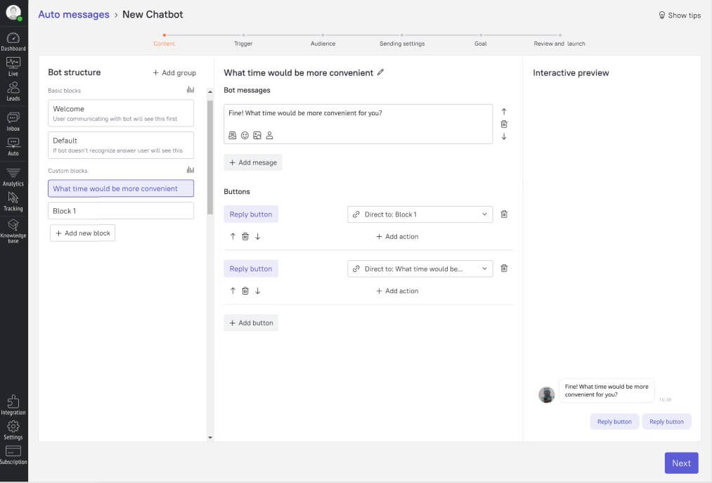 Tree-like chatbot prototypes