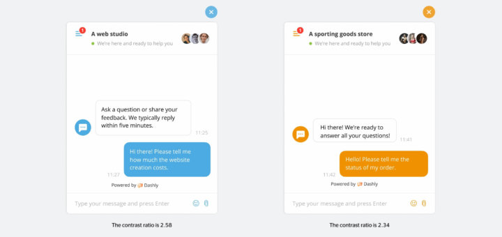 Some real examples of our customers’ live chats with the contrast ratio of below 4.5.  