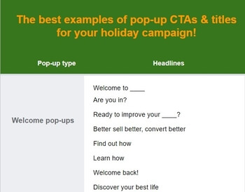 100 pop-up headings and CTA examples to test