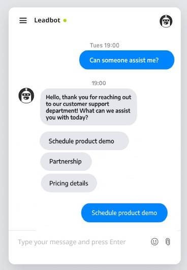 Chatbot on the website