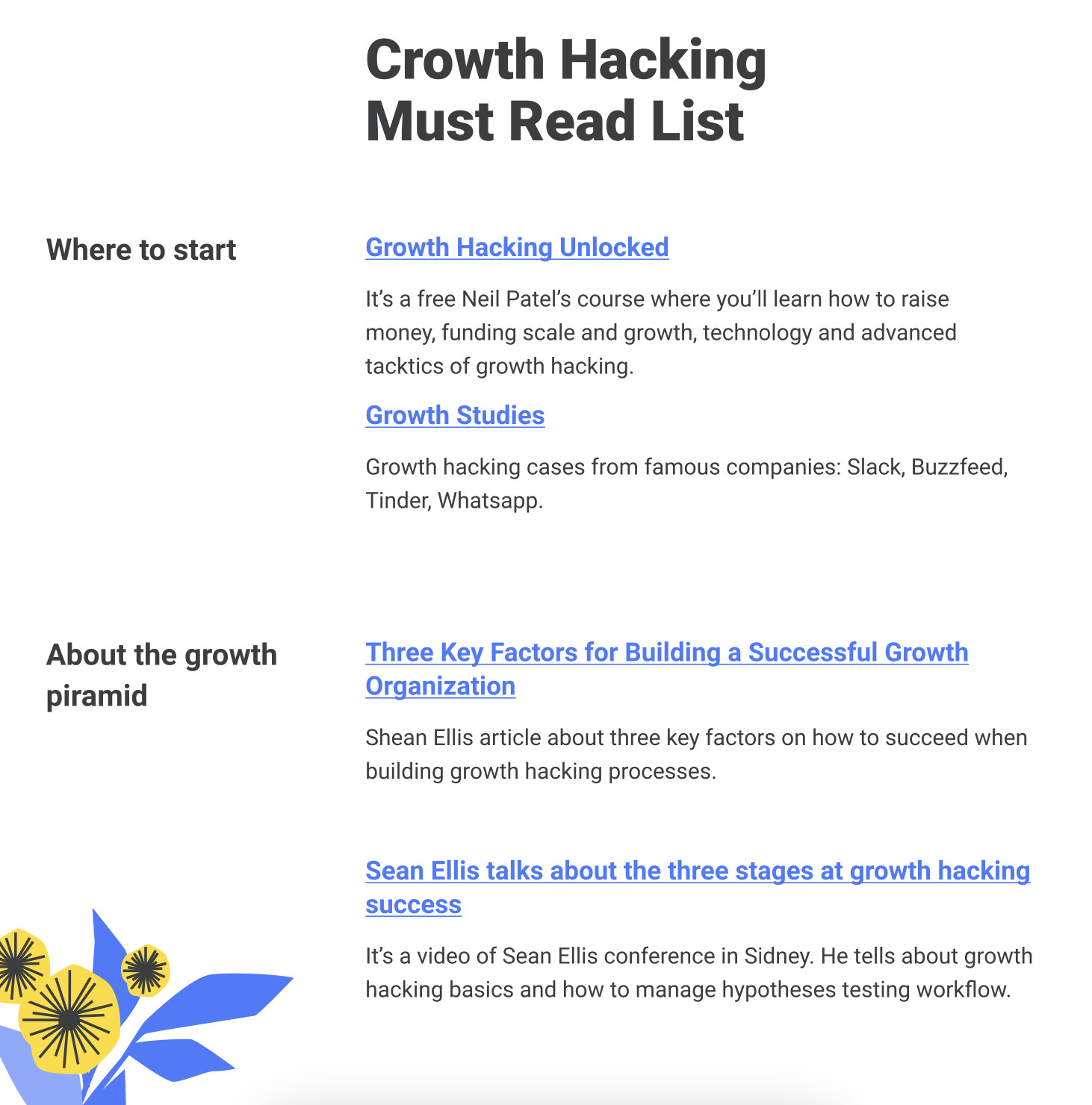 Level up your hypotheses with a growth hacking collection of books and articles