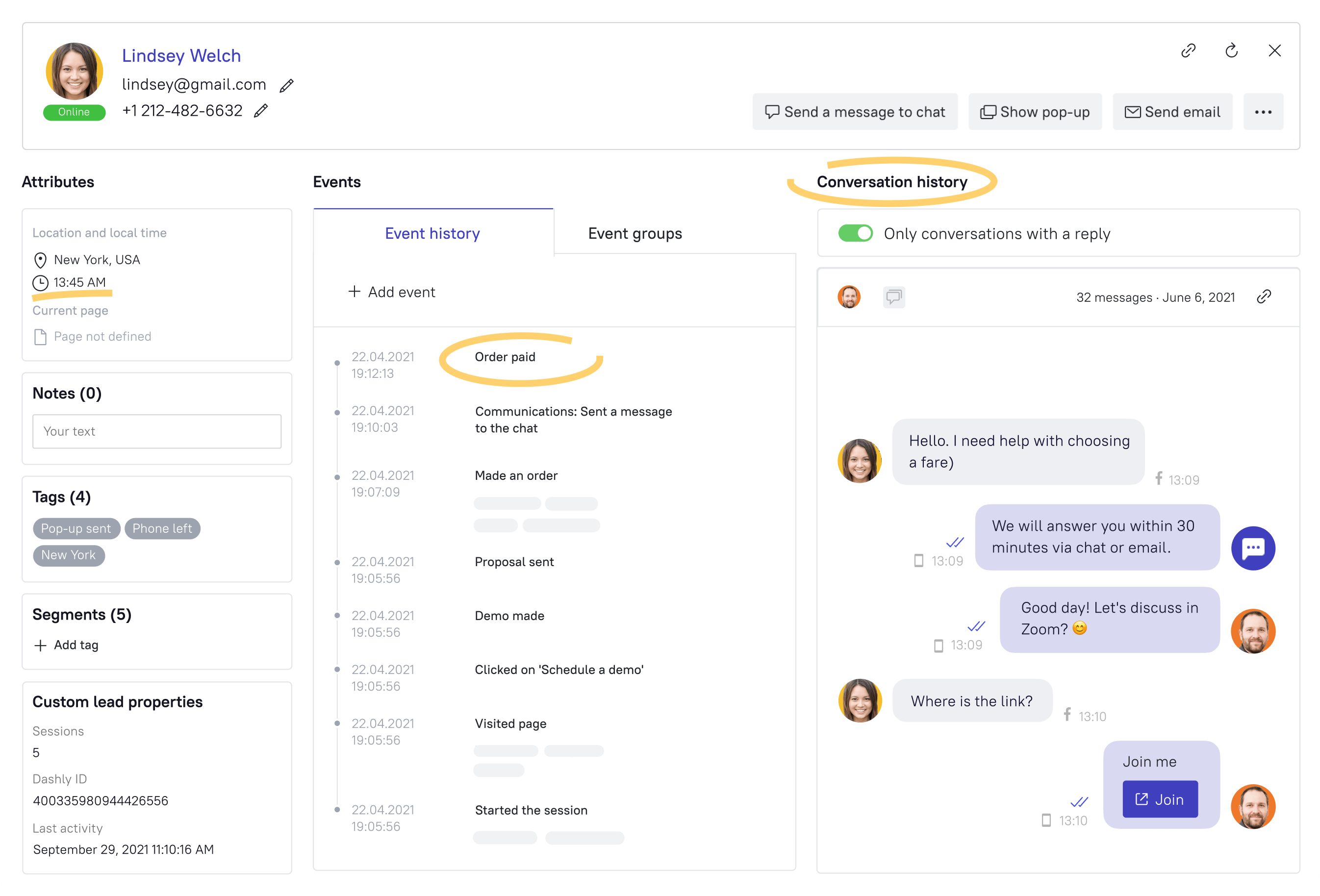 Dashly tool interface