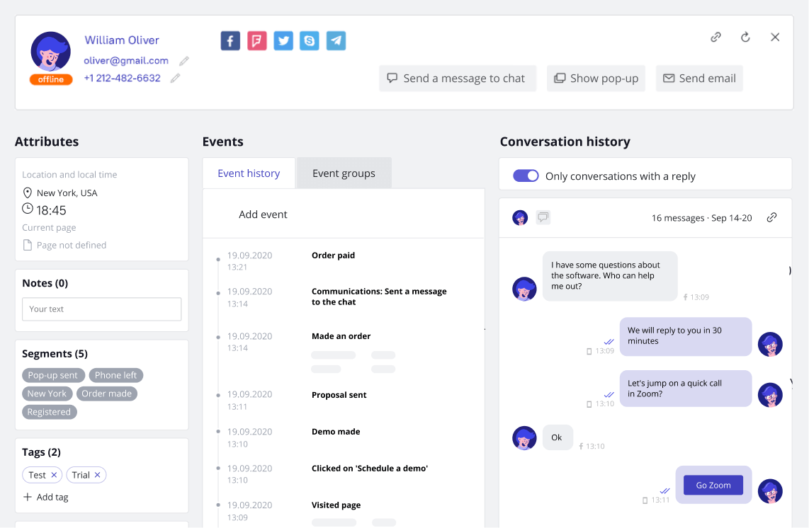 All data about customer in one card