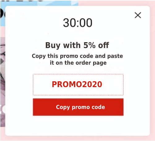 promo code pop-up