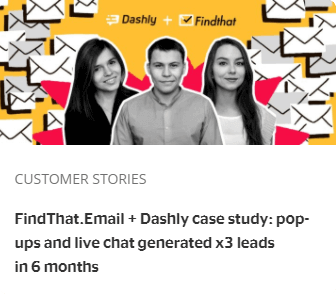 FindThat.Email + Dashly case study: pop-ups and live chat generated x3 leads in 6 months