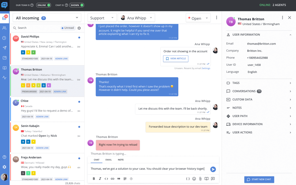 HelpCrunch live chat sales
