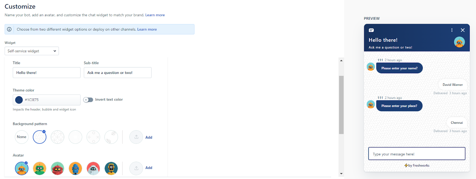 Freshdesk messaging chatbot builder for customer service
