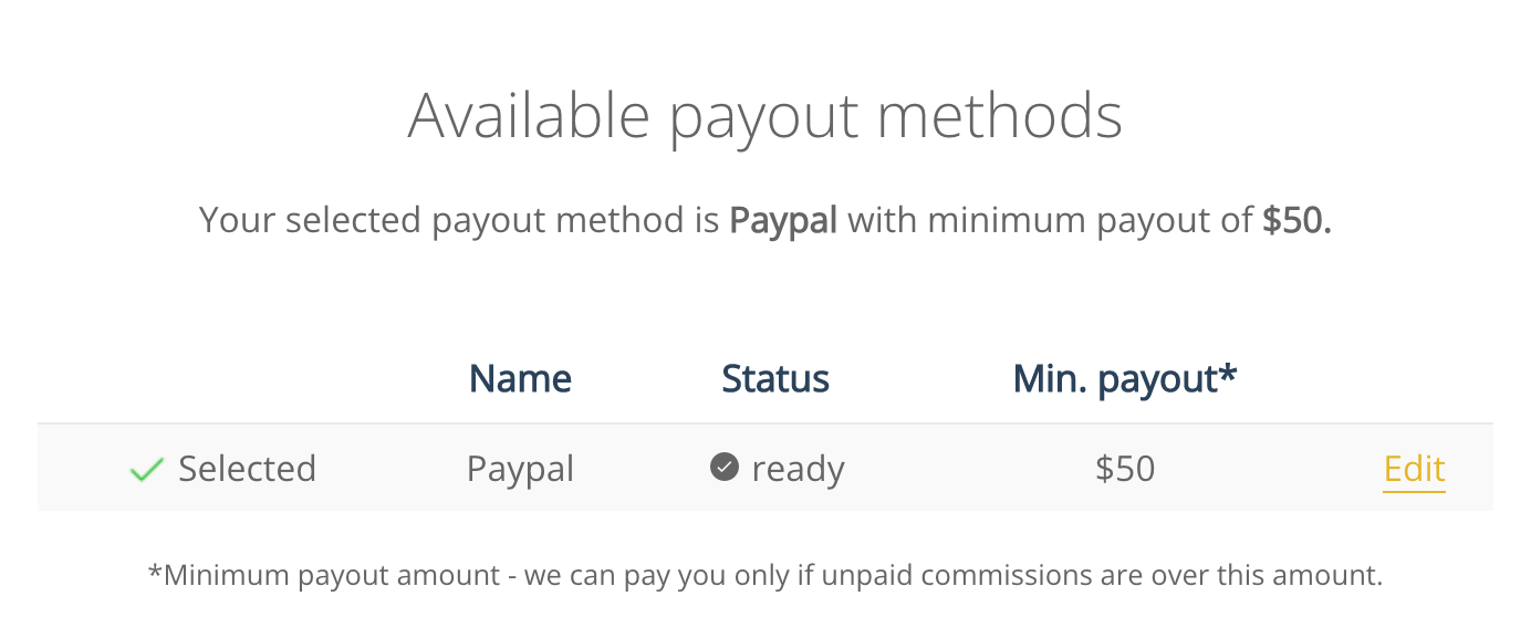 payout methods affiliate program