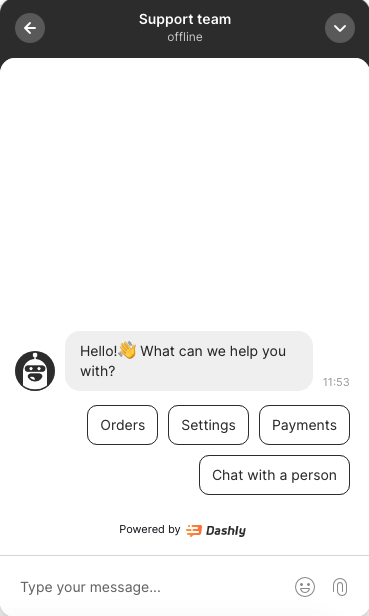 dashly chatbot for customer support