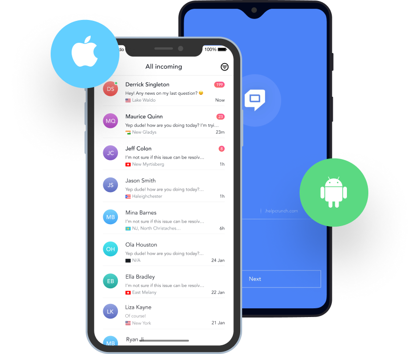 helpcrunch mobile live chat