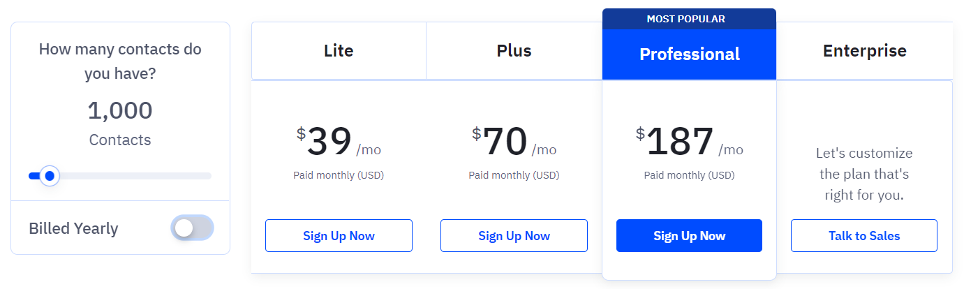 pricing for ActiveCampaign