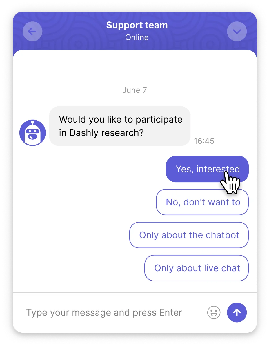 Chatbot survey for conversion rate optimization research