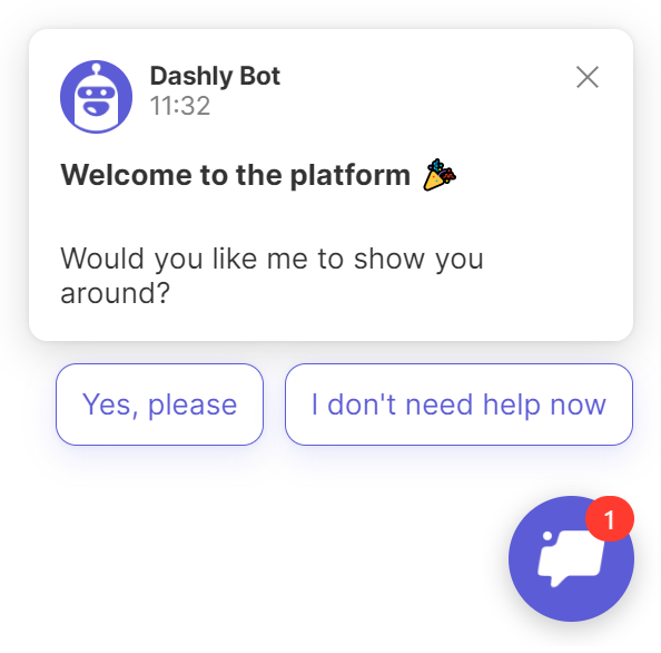 Example of the first chatbot message