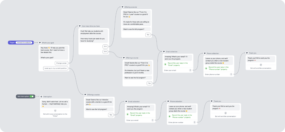 Universal chatbot campaign for online schools - Dashly blog