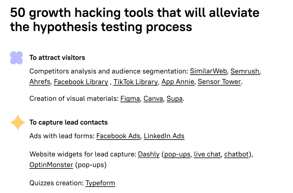 Grab a PDF with 50 useful tools for growth hacking and create your own perfect toolset!