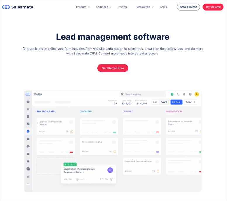 Salesmate scoring software