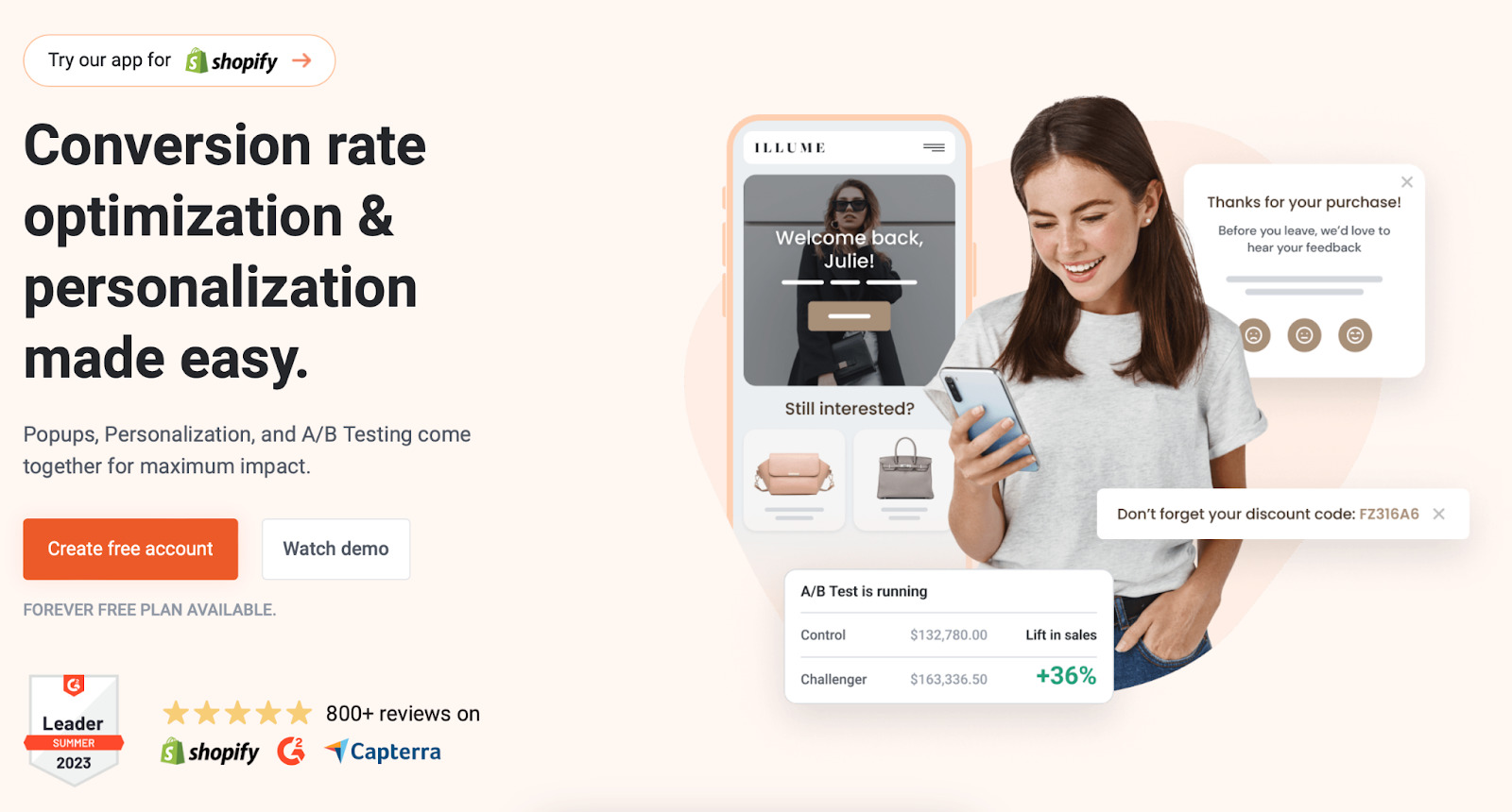 Optimonk for personalization